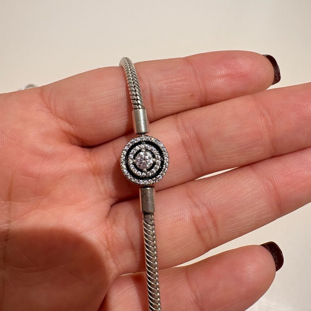 Pandora Silver Bracelet with Crystal Centerpiece